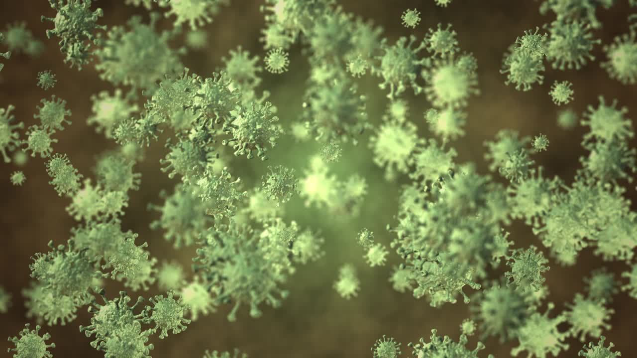 coronavirus abstracto que se mueve en la célula del virus - gráficos en movimiento (bucle)