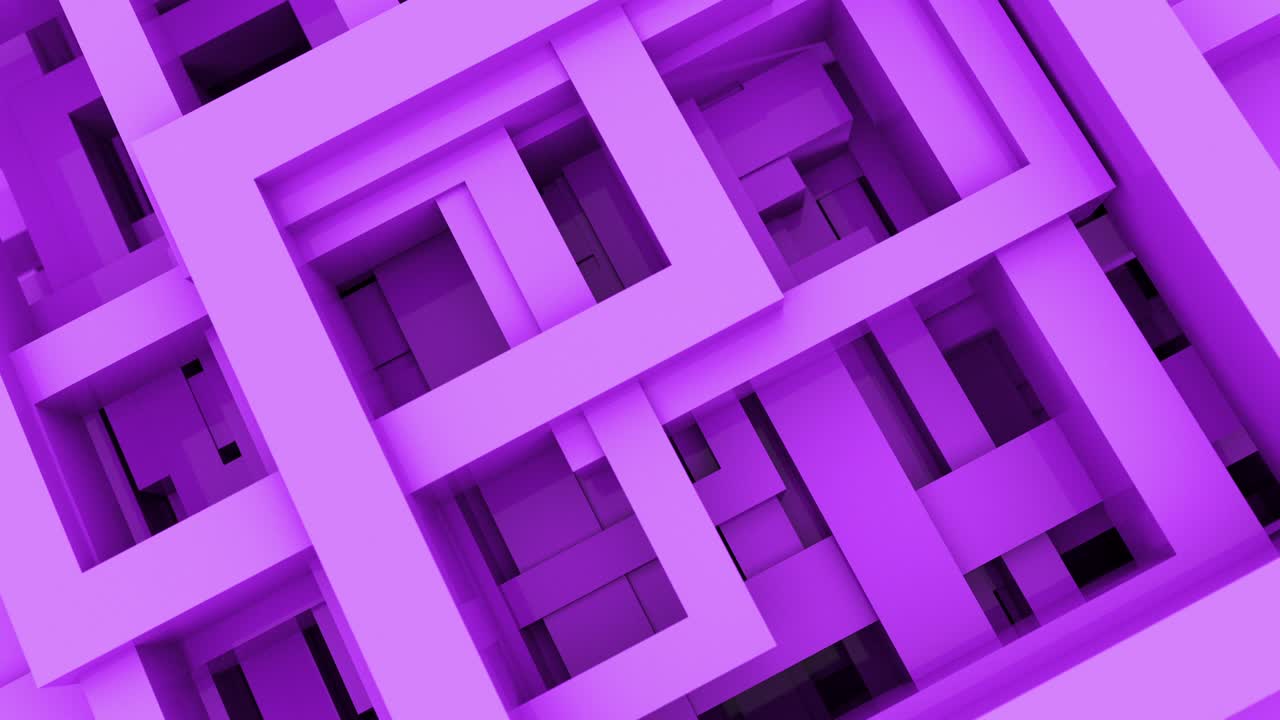 las formas abstract 3d de líneas y cuadrados con diferentes colores. 4k loop render animación de imágenes.