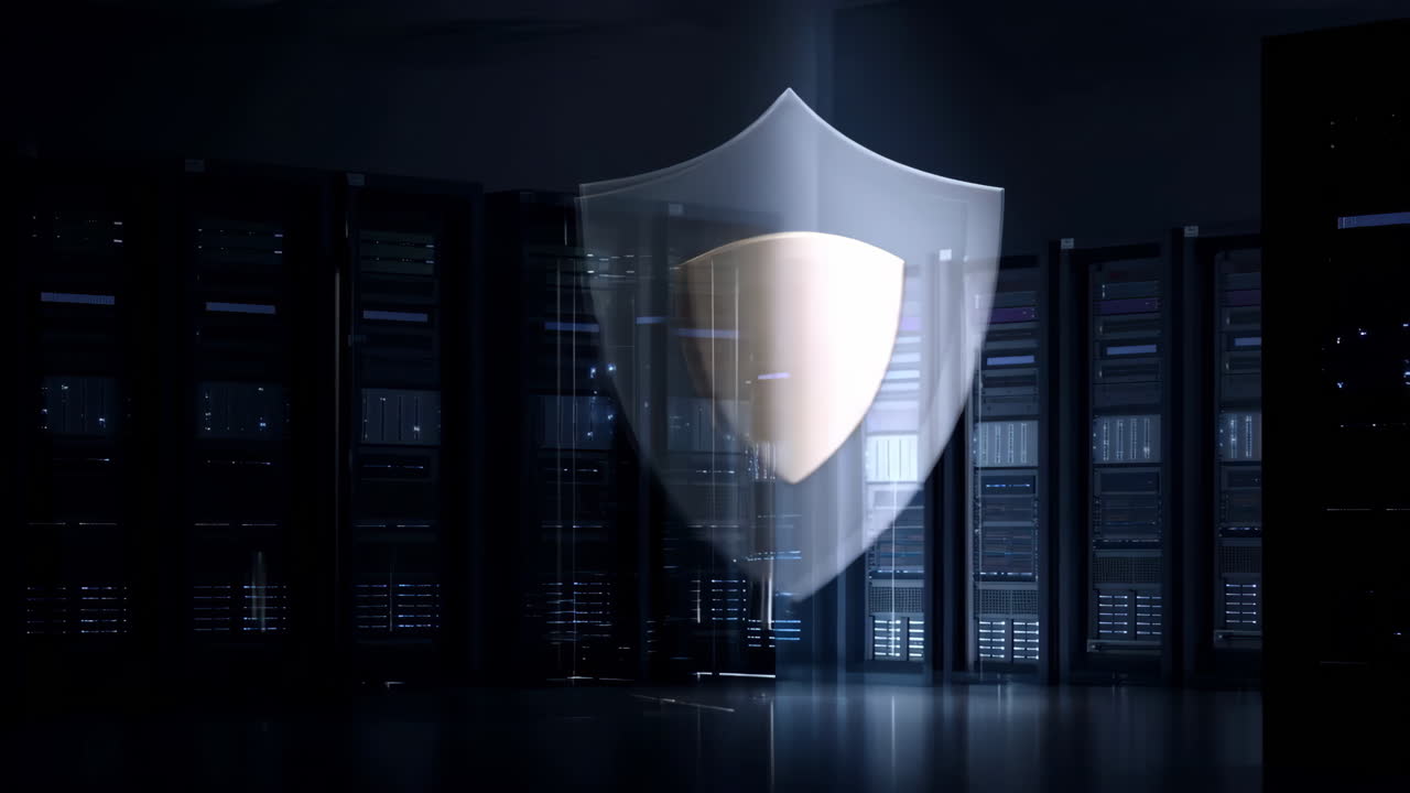 Cybersecurity Shield Protecting Servers in a Data Center