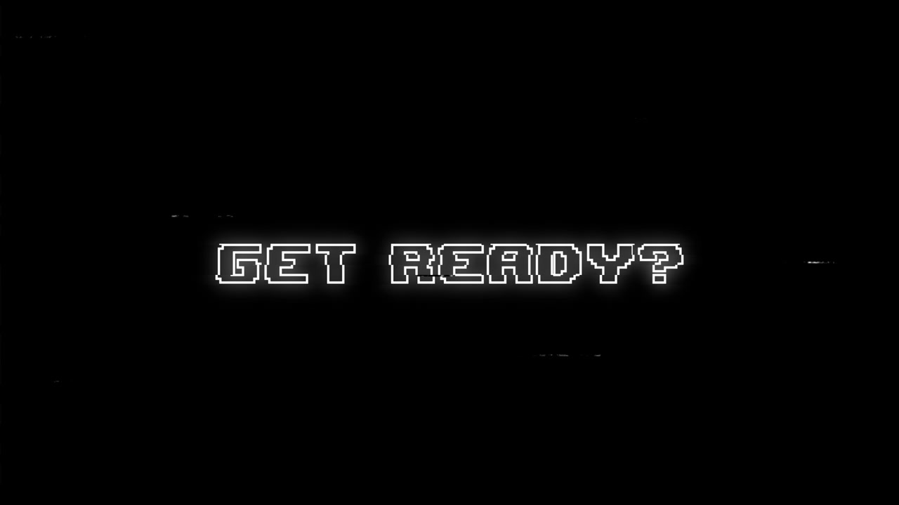Pixelated 'Get Ready?' Text with Glitch Effect