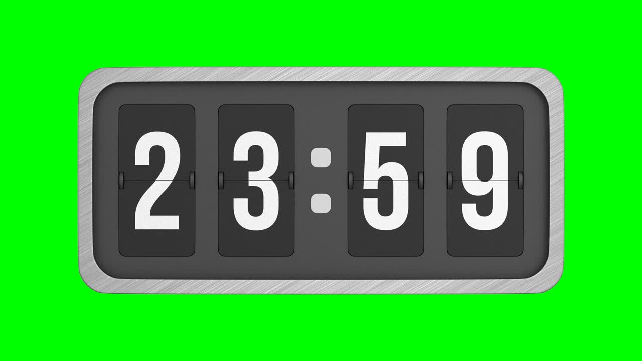 Flip timer on green background. Isolated 3D render