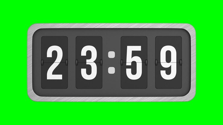 Flip timer on green background. Isolated 3D render