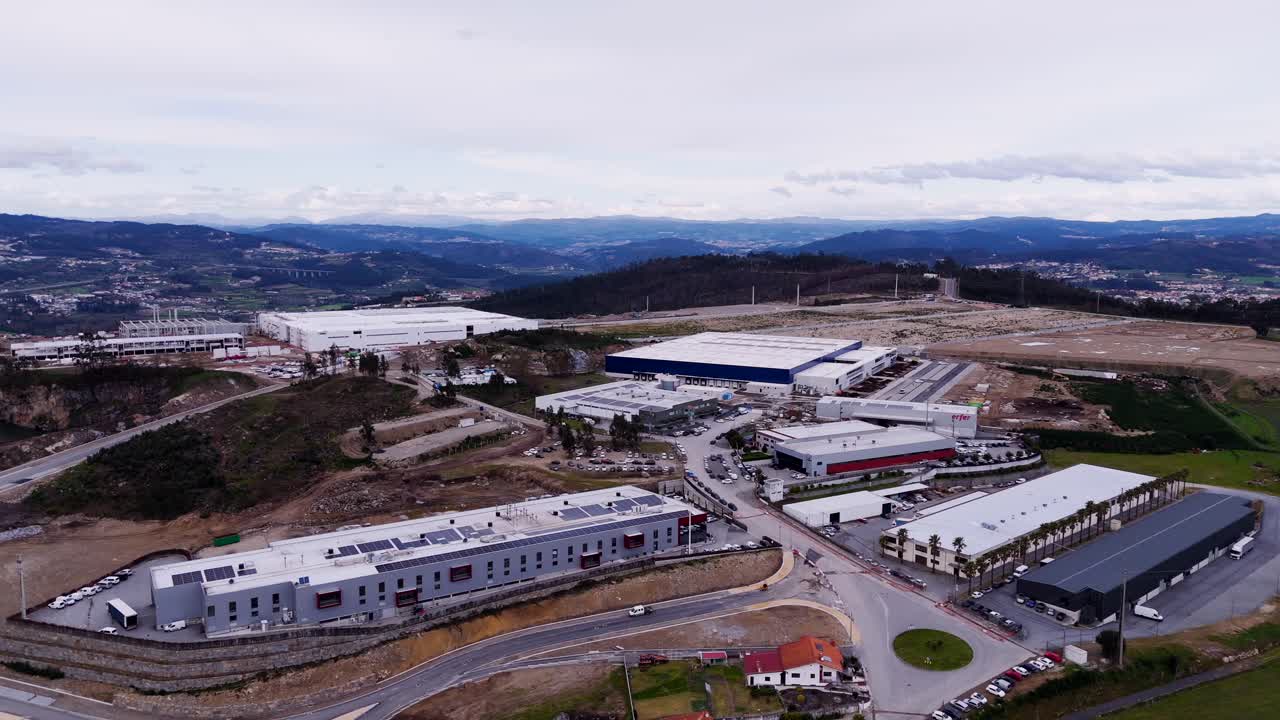 Aerial - modern industrial area with factories in Revinhade Felgueiras Portugal