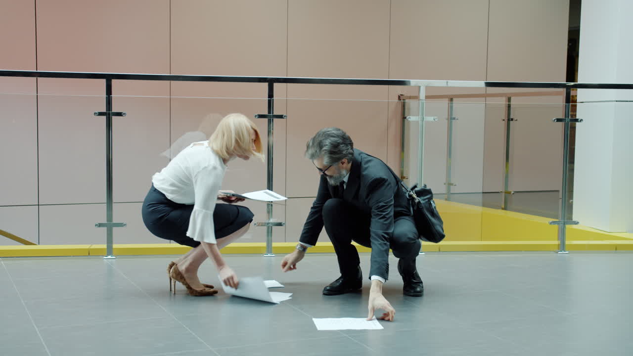 Businesspeople in Modern Office Corridor