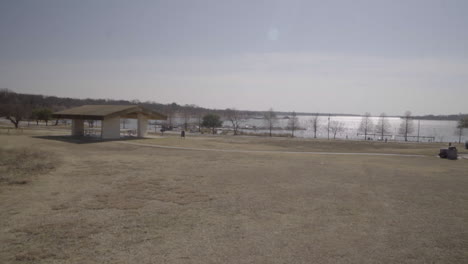 This-is-a-wide-shot-of-White-Rock-Lake-Park-in-Dallas,-TX