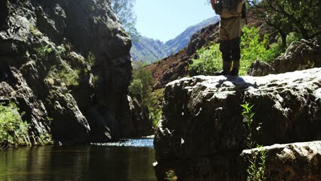 Fisherman-fly-fishing-in-river