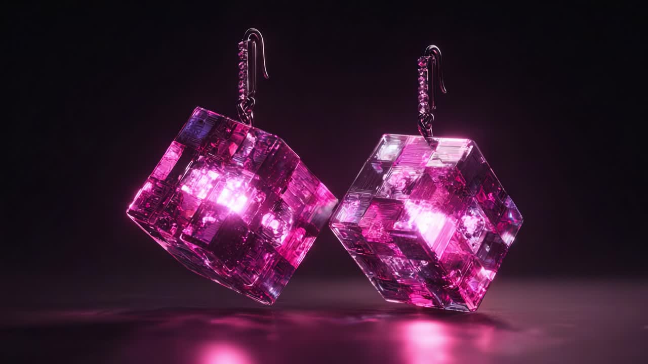 Pink Cube Earrings