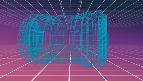 Dibujo-Técnico-Giratorio-De-Turbina-Sobre-Fondo-Morado.