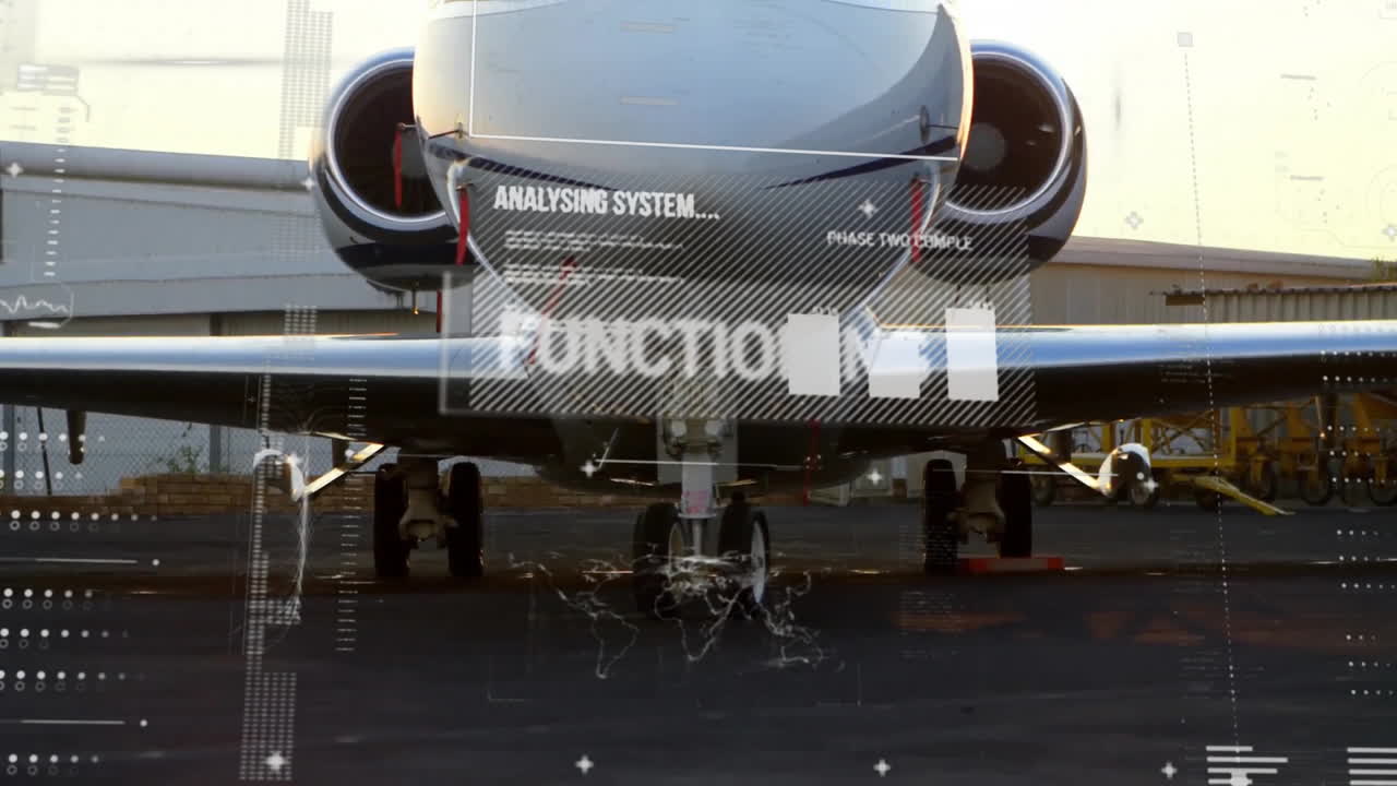 항공기 위에서 데이터 처리의 애니메이션