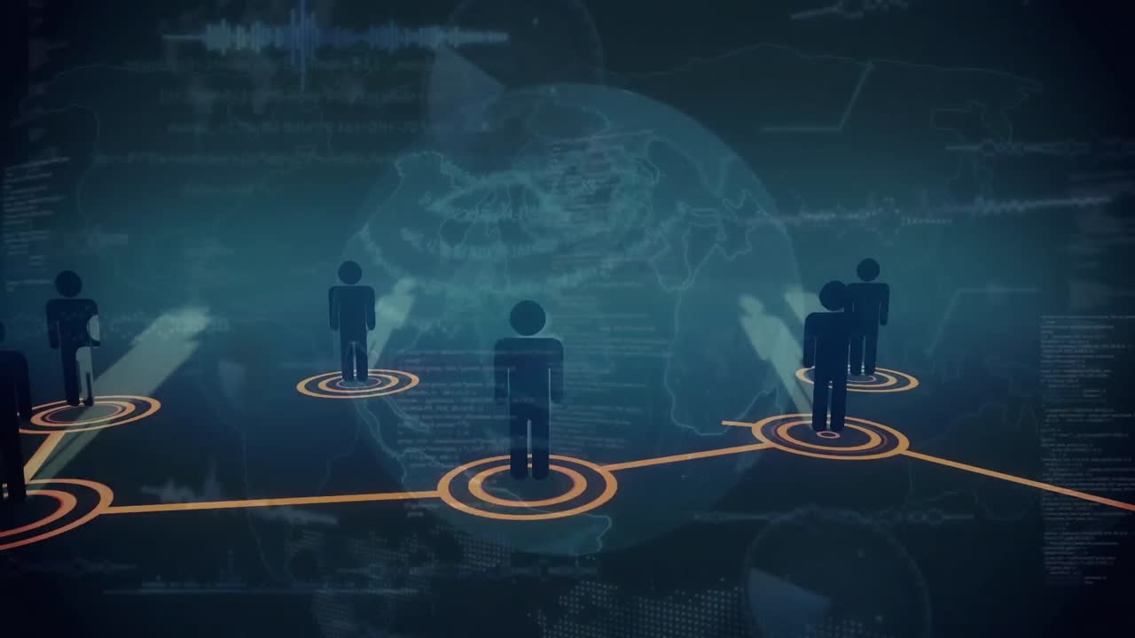 사람들과의 연결의 네트워크와 함께 지구의 애니메이션 아이콘