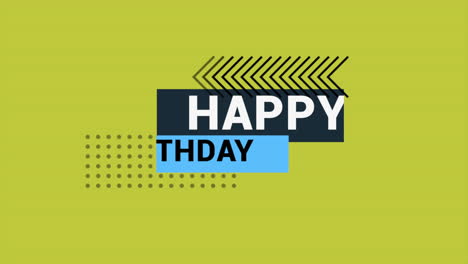 Animation-text-Happy-Birthday-on-yellow-fashion-and-minimalism-background-with-small-geometric-shapes