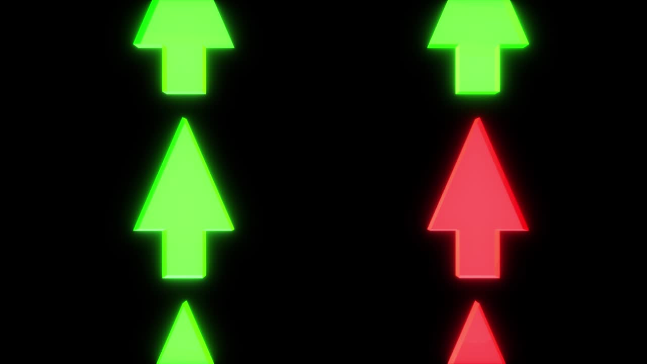 Two rows of green and red arrows