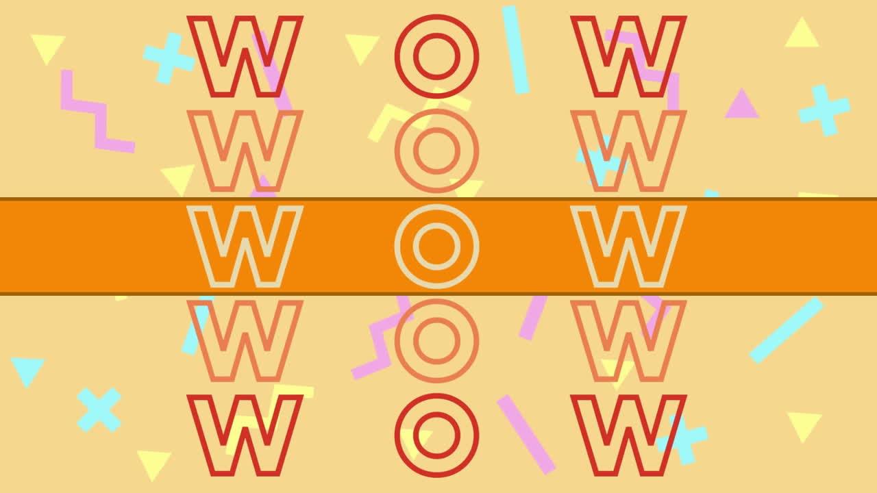 모양 위에 와우 텍스트의 애니메이션