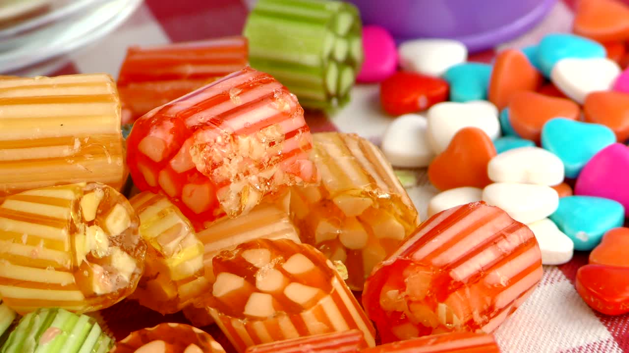 caramelo dulce gelatina y delicioso postre de azúcar