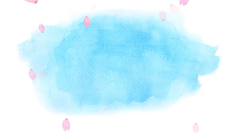 watercolor cherry blossom petals falling and sky