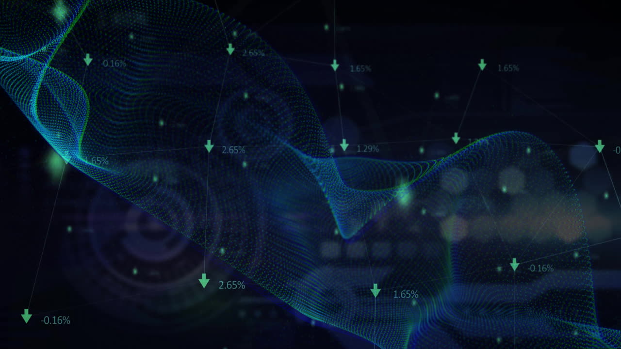 Animation of scope scanning and digital data processing over black background