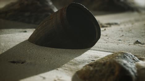 Old-wooden-barrel-on-the-beach