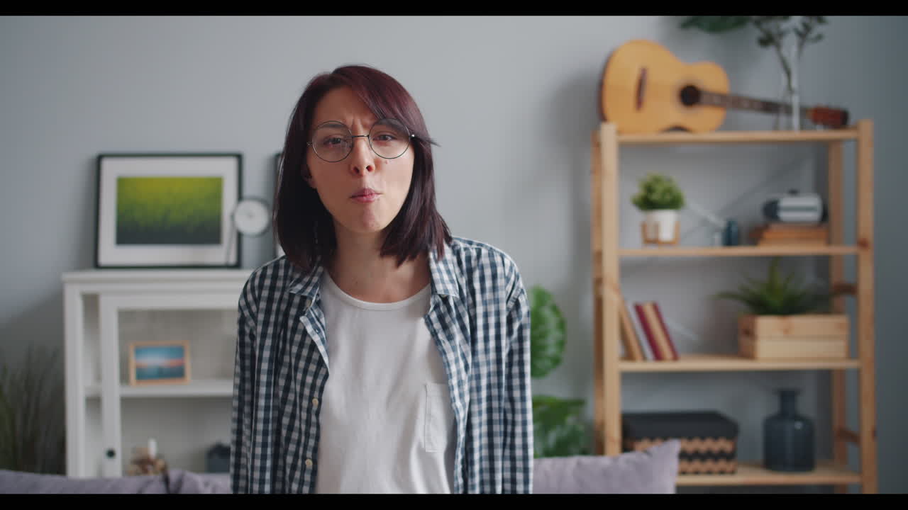 Woman Talking in Living Room