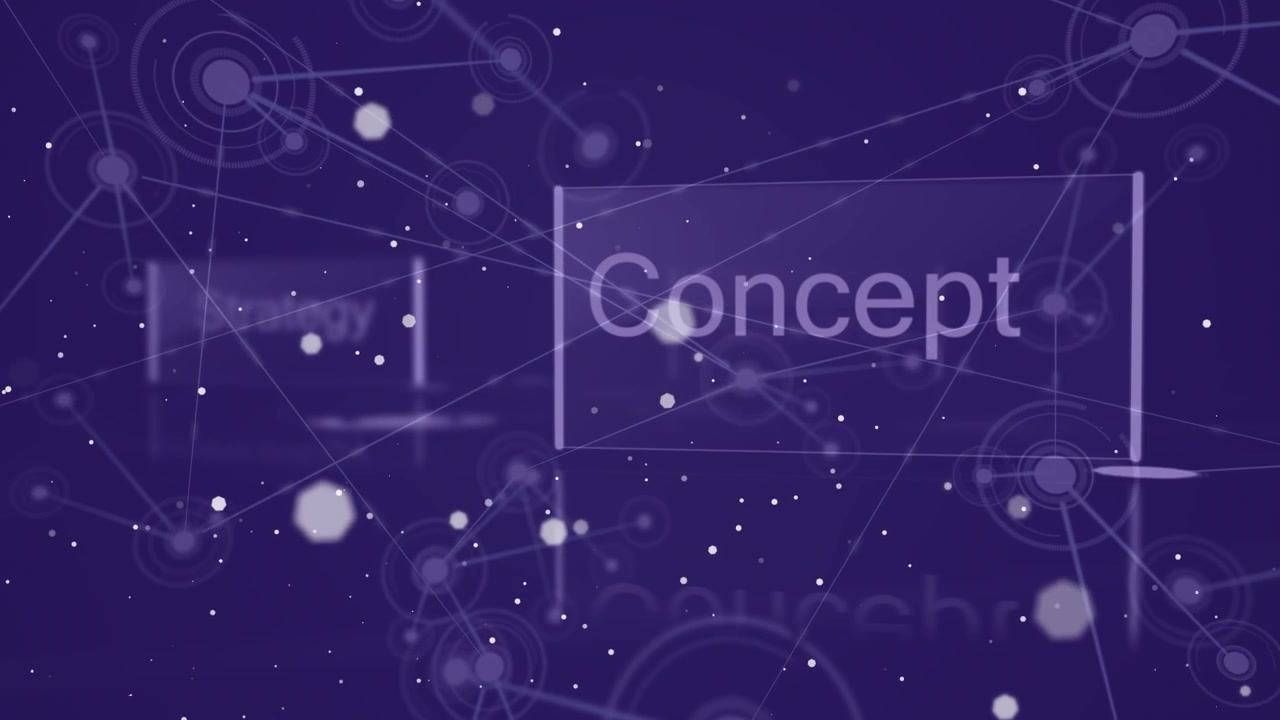 Abstract Business Concept Animation with Floating Text and Network Connections
