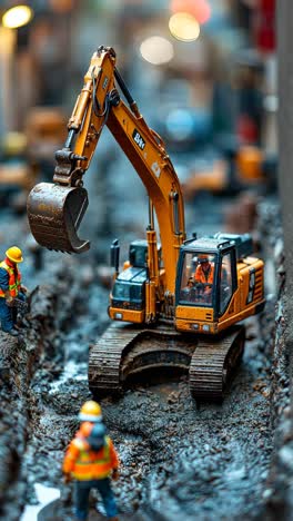 heavy machinery works on urban construction site during daylight