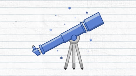 animación del icono del telescopio moviéndose sobre un fondo blanco