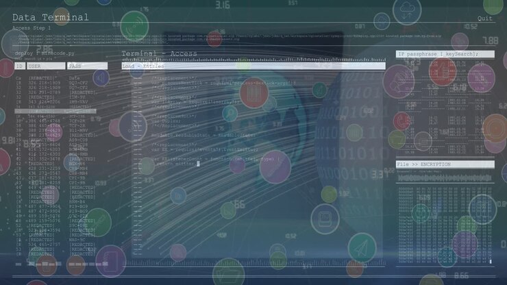 Animasjon av nettverk av forbindelser med ikoner over globus og databehandling