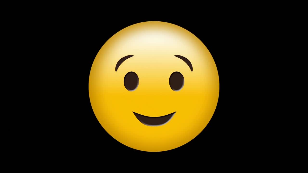 Digital animation af abstrakte lilla former over en blinkende ansigts-emoji mod sort baggrund
