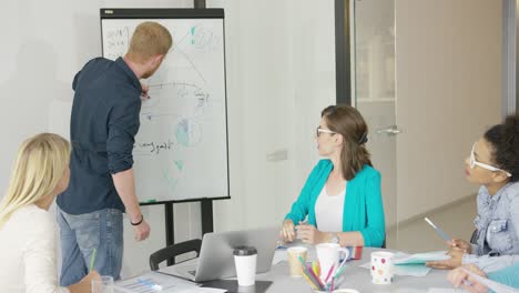 man making presentation for coworkers