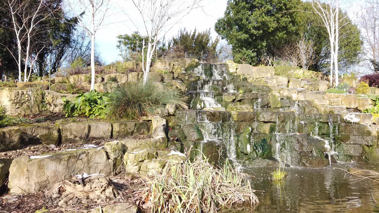 정원 에 있는 조용 한 폭포