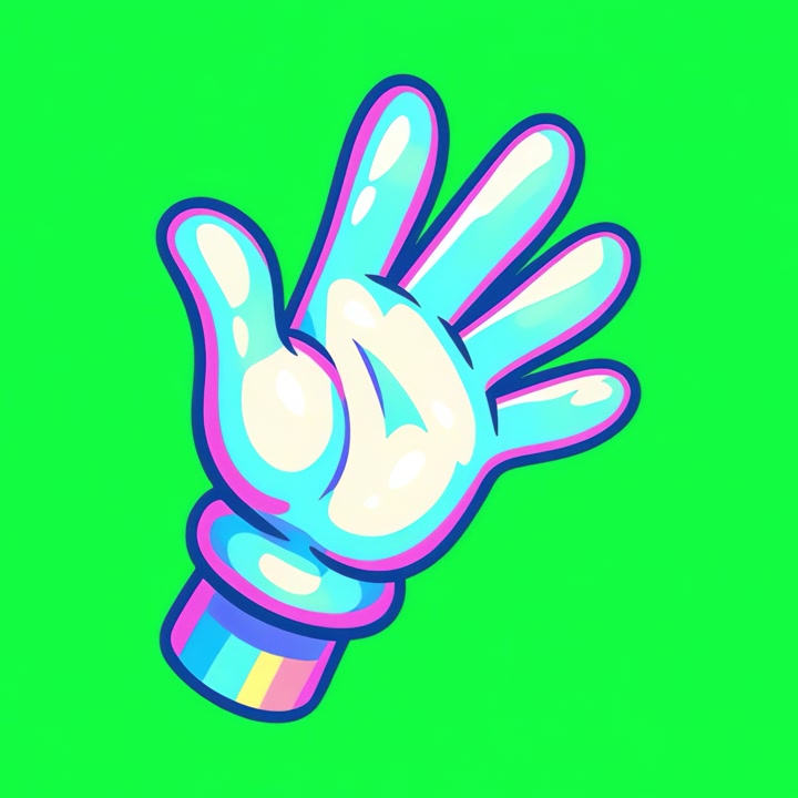 Gesto della mano olografico animato su schermo verde