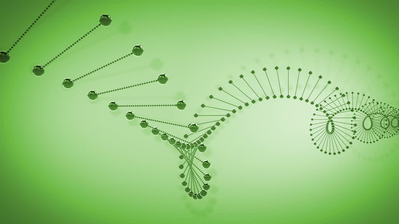 concepto médico moderno. molécula de adn en fondo verde en 4k