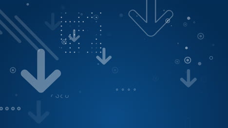 movement of design arrows down. looped abstract animation of geometric shapes on a blue background.