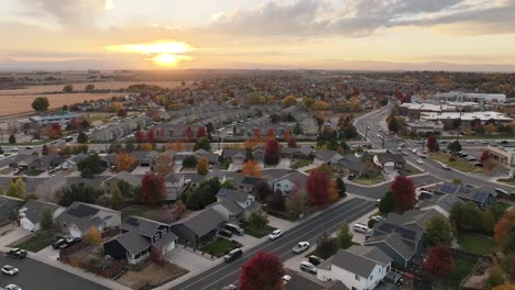 greeley colorado establishing shot fall colors traffic over gateway estates and t-bone ranch