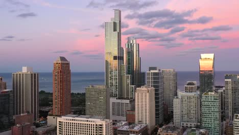 golden hour in the south loop - chicago - aerial view