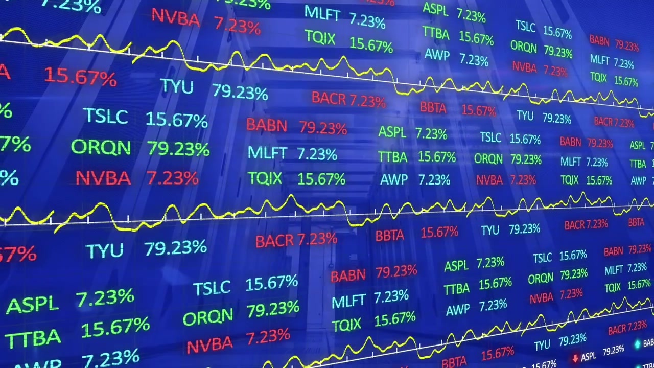 Animazione dell'elaborazione di dati finanziari su server di computer