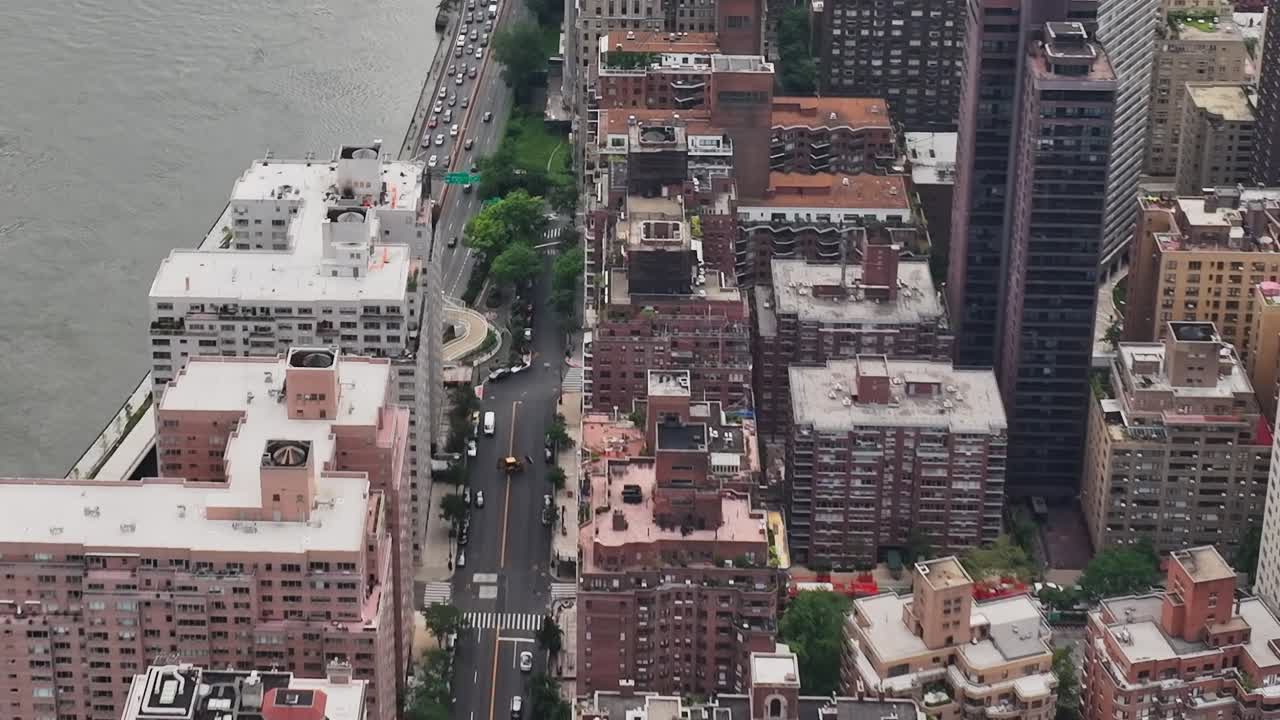 Stunning aerial view of NYC by the river
