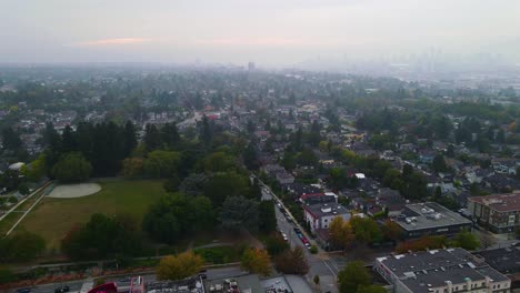 urban city streets on outskirts of vancouver, british columbia - aerial