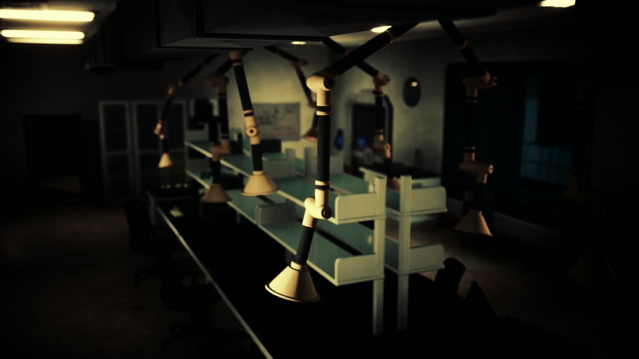 오래된 어두운 빈티지 컴퓨팅 실험실