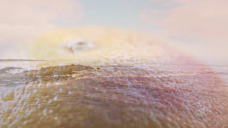 ocean waves animation gently crashing over fruit surface texture close-up