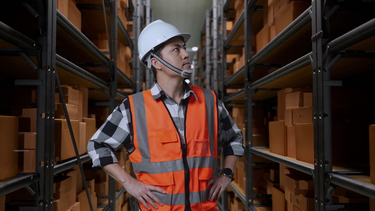 trabajador de almacén inspeccionando el inventario