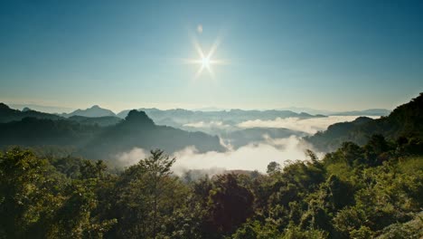 misty mountain sunrise view