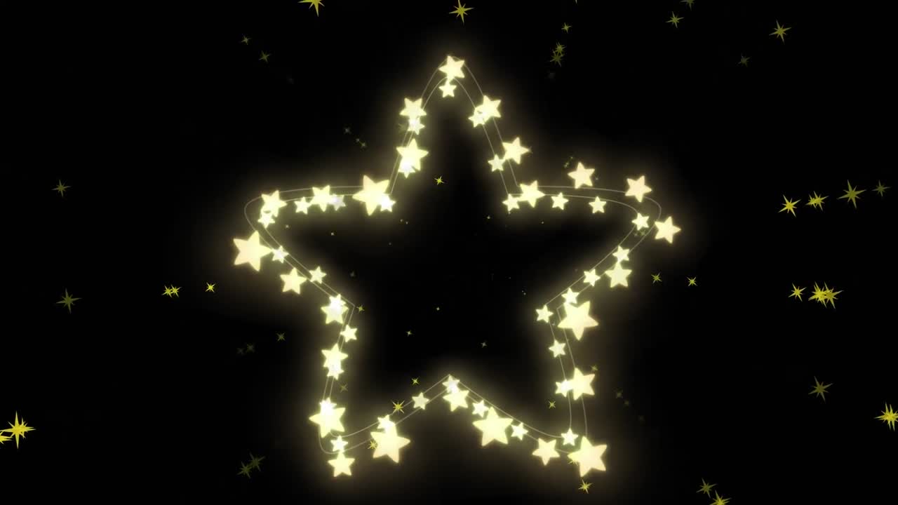 Animation of multiple gold stars on black background
