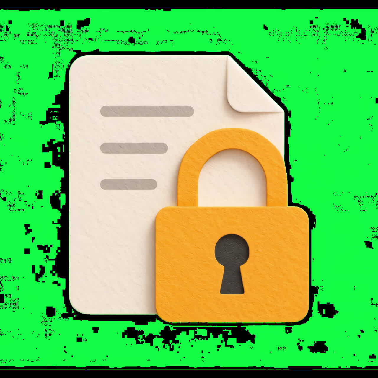 Secure document with padlock illustration animation isolated asset, transparent 4K video, alpha