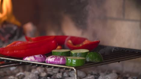 Cooking-puting-vegetables-on-barbacue