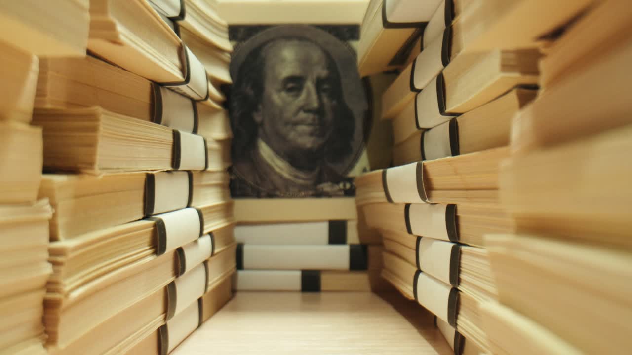 Stacks of cash dollars and euro, Banknotes counting, Specialised police officer Counting dollar euro banknotes in crime lab with machine, cashed out money, bitcoin changing, buying home flat in bank.