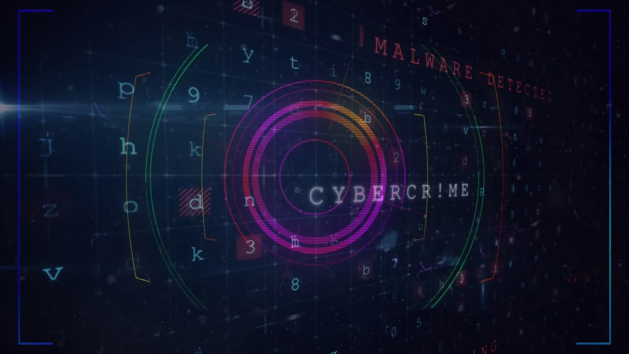 Animation of data processing and scan scoping over dark background
