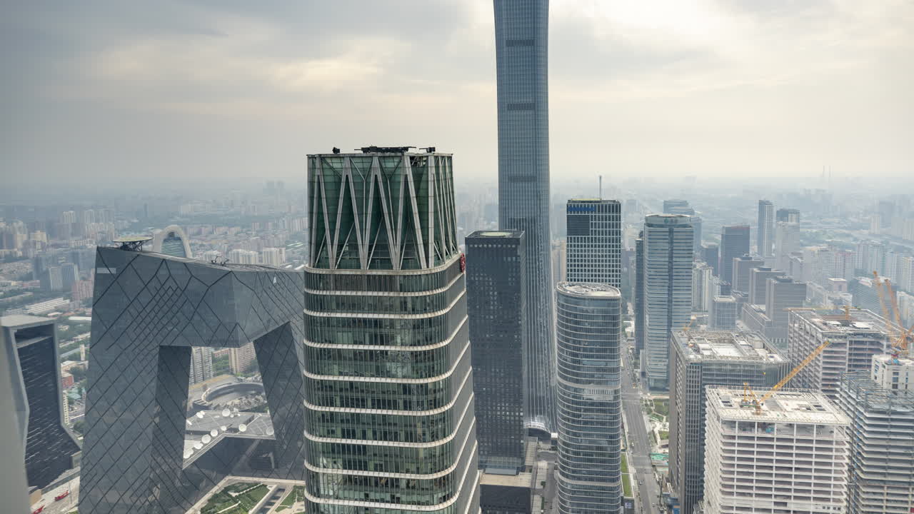 Timelapse of the Beijing city skyline from a high vantage point