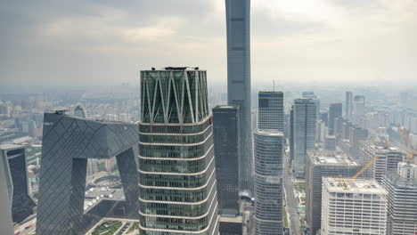 timelapse of the beijing city skyline from a high vantage point
