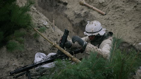 world war ii soldiers in a trench