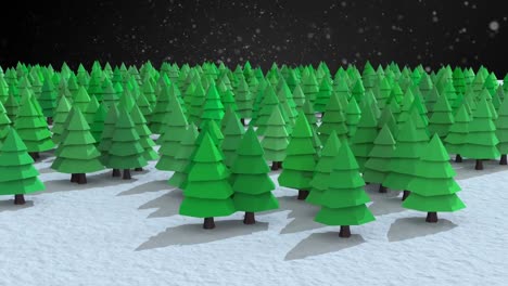 animation of snow falling over christmas winter scenery